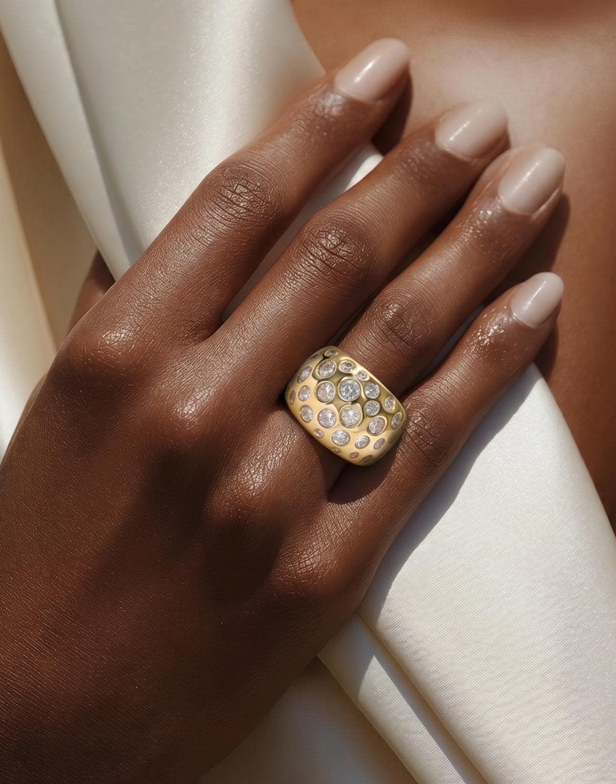 Multiple Gemstone Ring: Wide Dome Ring, Statement jewelry Elisa Kuno Design