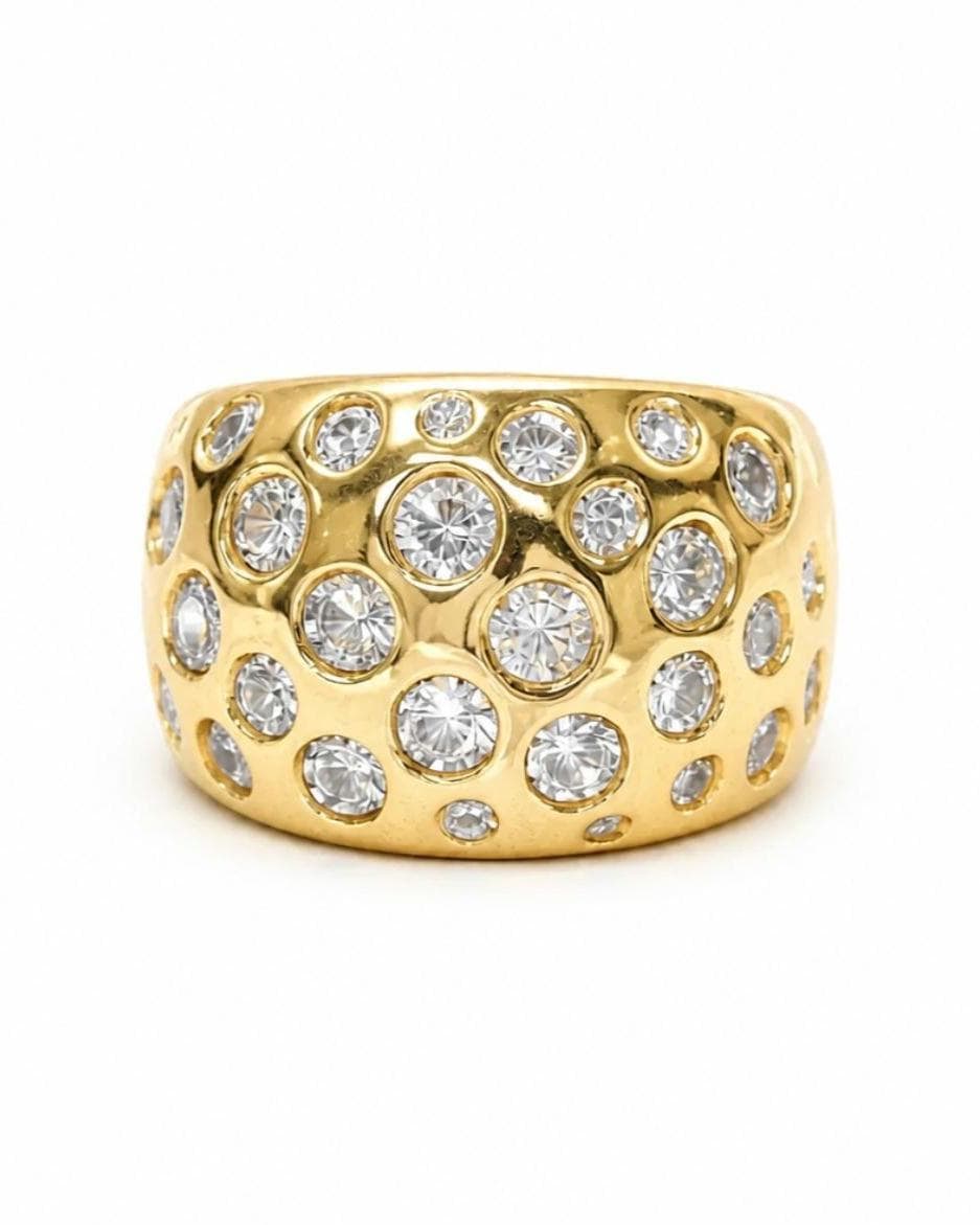 Multiple Gemstone Ring: Wide Dome Ring, Statement jewelry Elisa Kuno Design