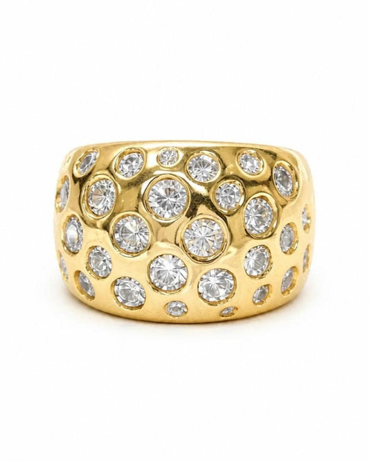 Multiple Gemstone Ring: Wide Dome Ring, Statement jewelry Elisa Kuno Design