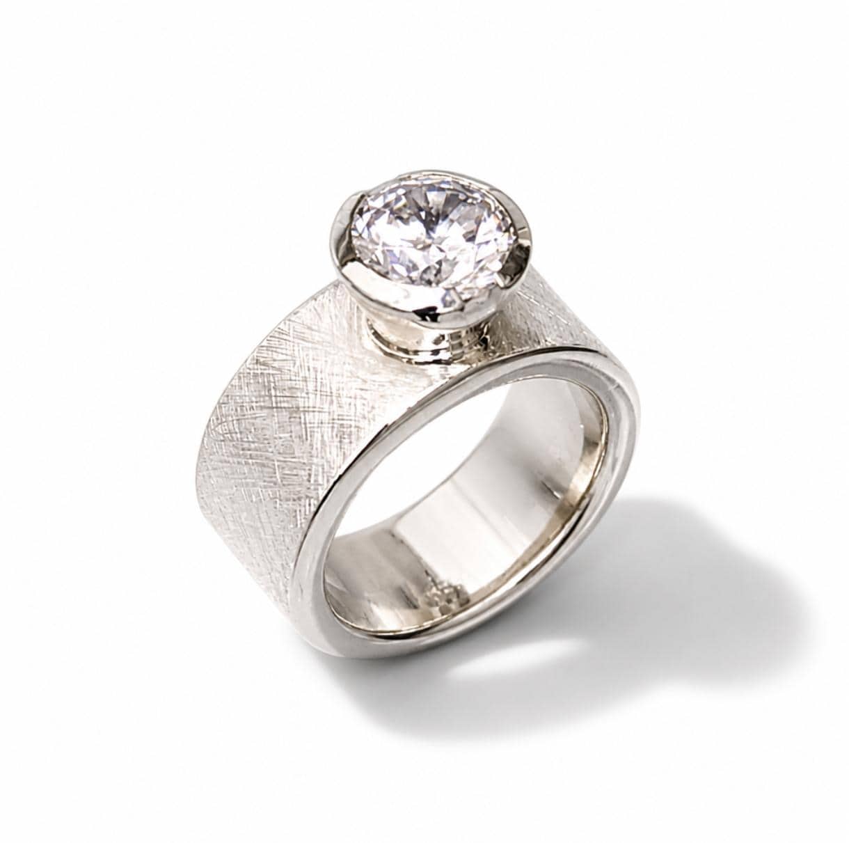 Promise Ring For Women: Solitaire Ring With Moissanite, 3 CT Gemstone, Brushed Finish