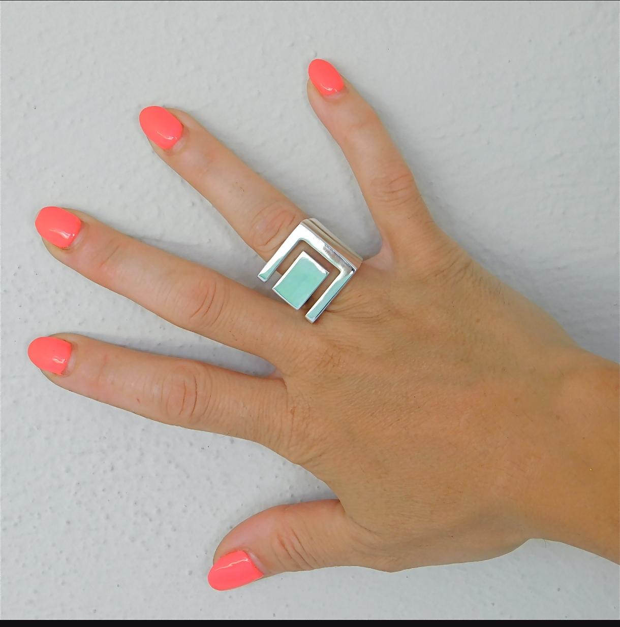 Greek Key Statement Ring: Gold Tone Wide Ring