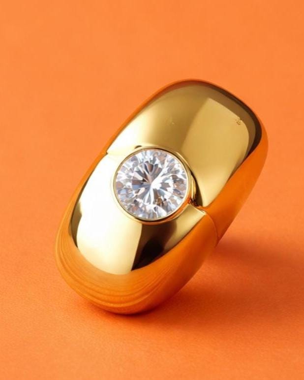 Gold Dome Ring: Chunky Naval Brass Statement Ring