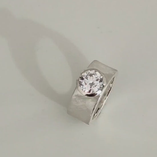 Promise Ring For Women:  Solitaire Ring With Moissanite, 3 CT Gemstone, Brushed Finish