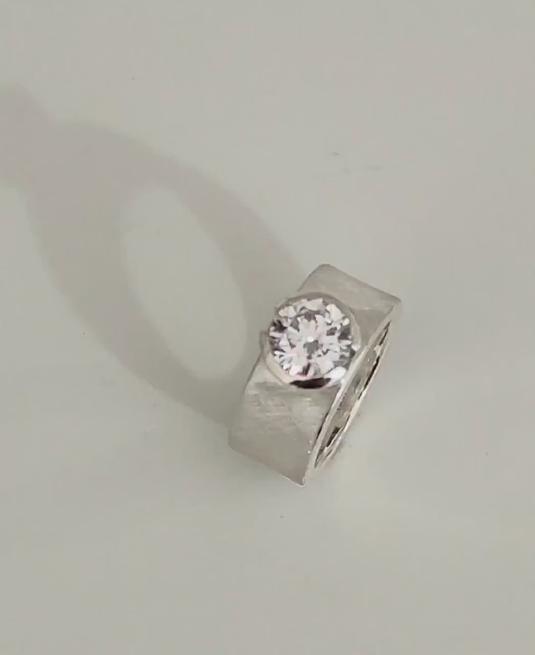 Promise Ring For Women:  Solitaire Ring With Moissanite, 3 CT Gemstone, Brushed Finish