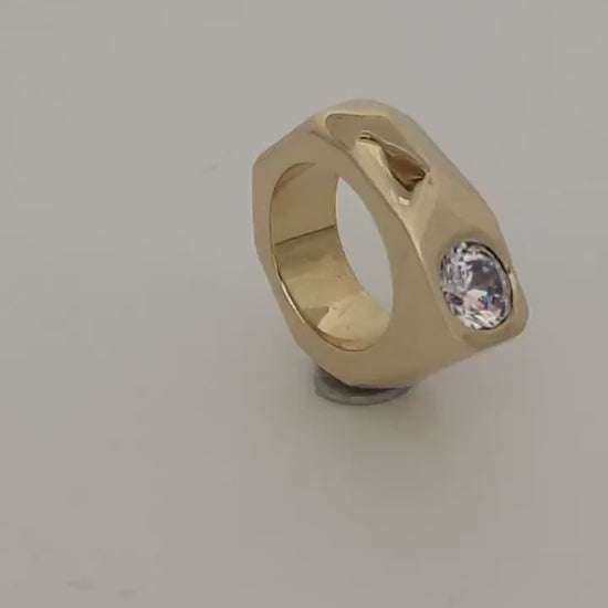 Statement Ring: Origami Design, Gold Square Band, Elisa Kuno Jewelry
