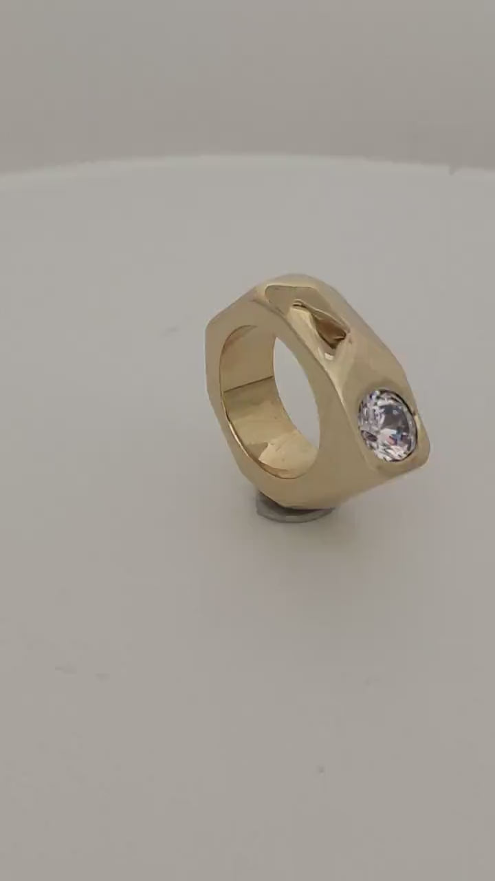 Statement Ring: Origami Design, Gold Square Band, Elisa Kuno Jewelry