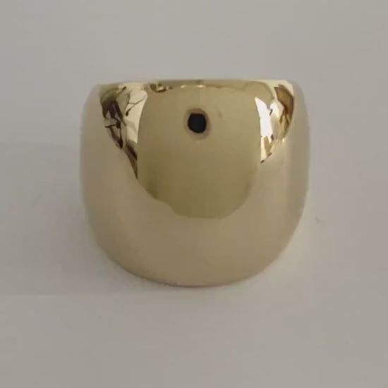 Wide Gold Plated Dome Ring: Chunky Minimalist Band