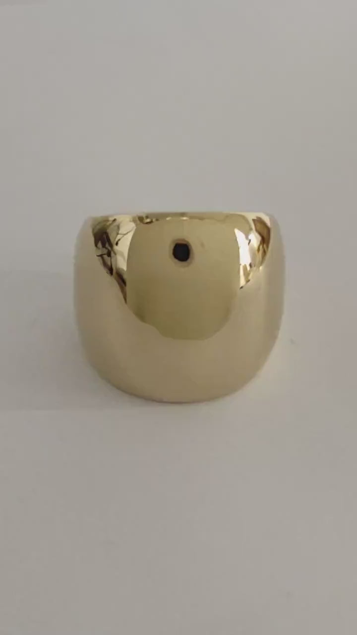 Wide Gold Plated Dome Ring: Chunky Minimalist Band
